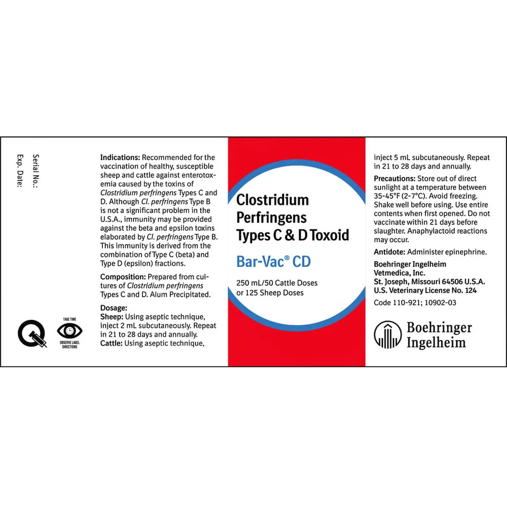 Boehringer Ingelheim Bar-Vac CD Cattle And Sheep Vaccine - Image 2