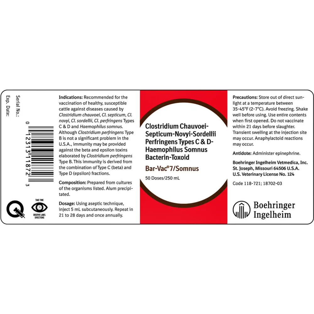 Boehringer Ingelheim Bar-Vac 7/Somnus Cattle Vaccine - Image 2