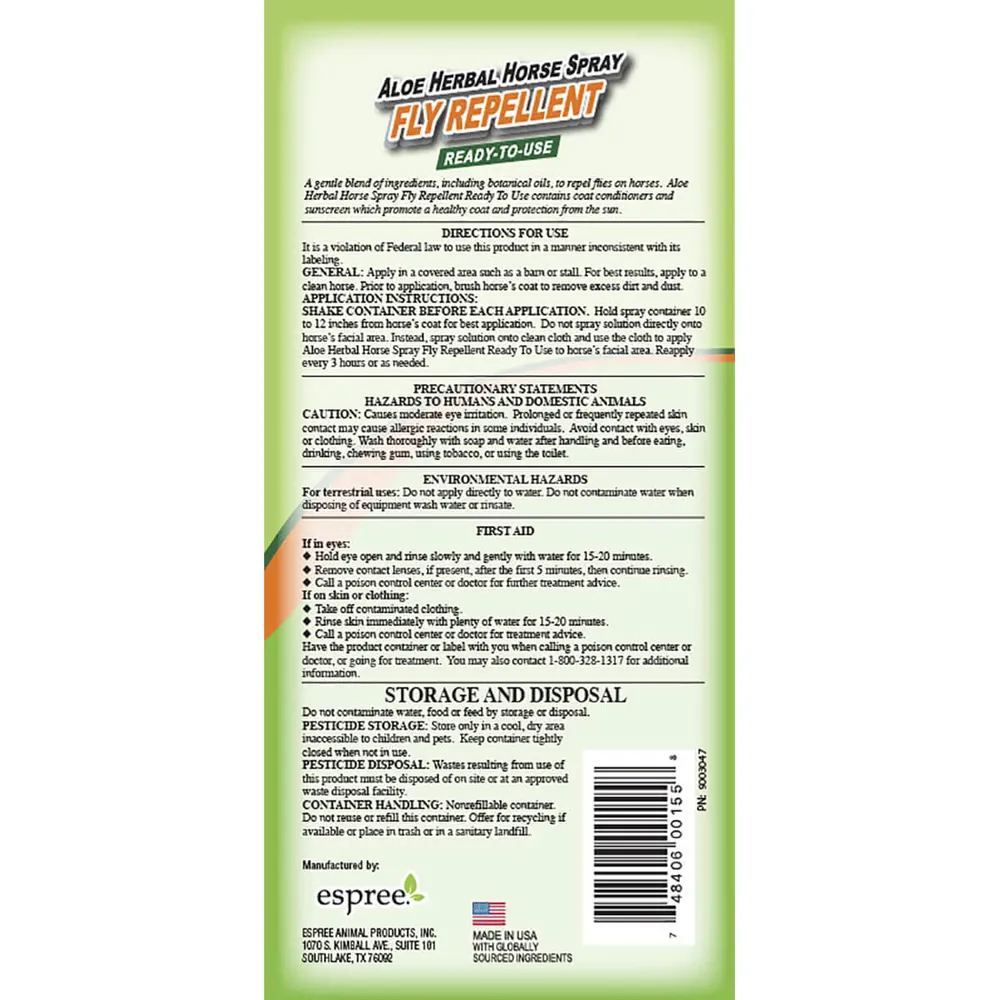 Aloe Herbal Horse Spray Fly Repellent RTU - Image 2