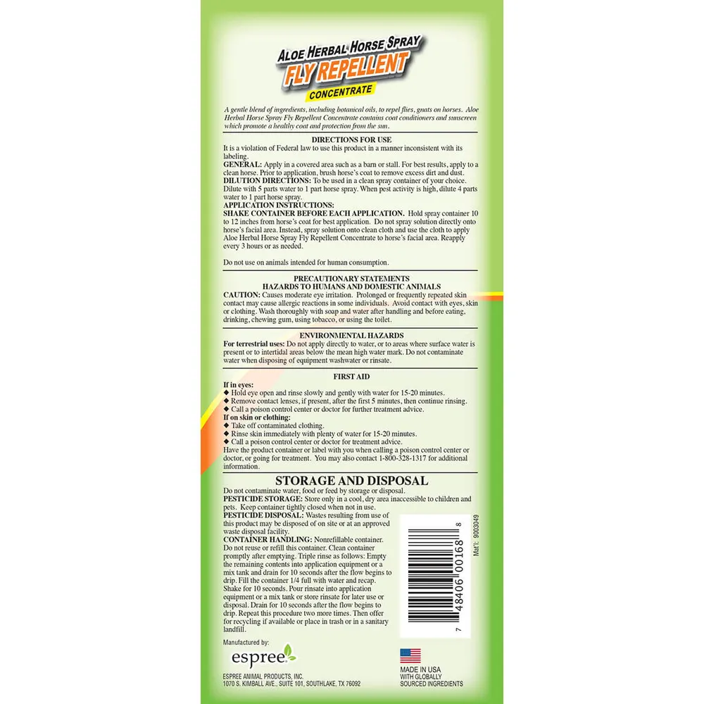 Aloe Herbal Horse Spray Fly Repellent Concentrate - Image 2